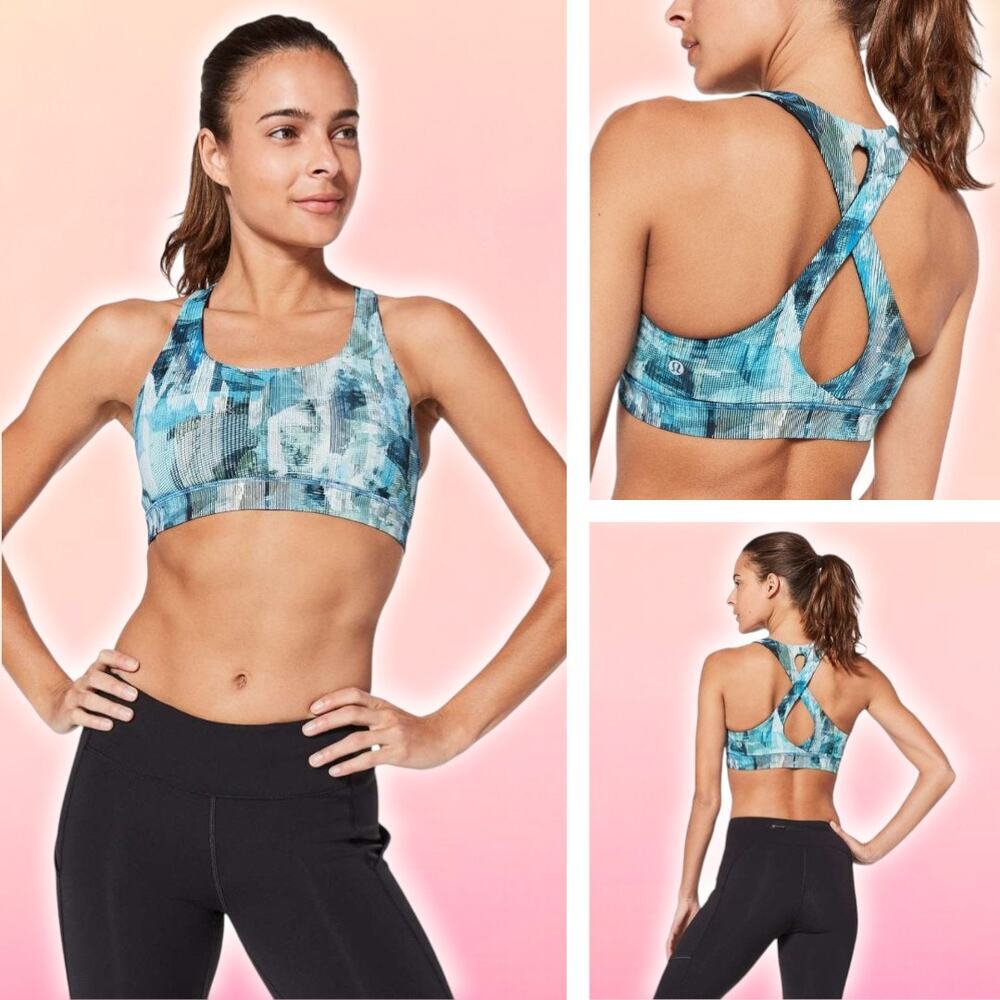 LULULEMON Time To Sweat Bra Size 6 Sun Dazed Multi Blue